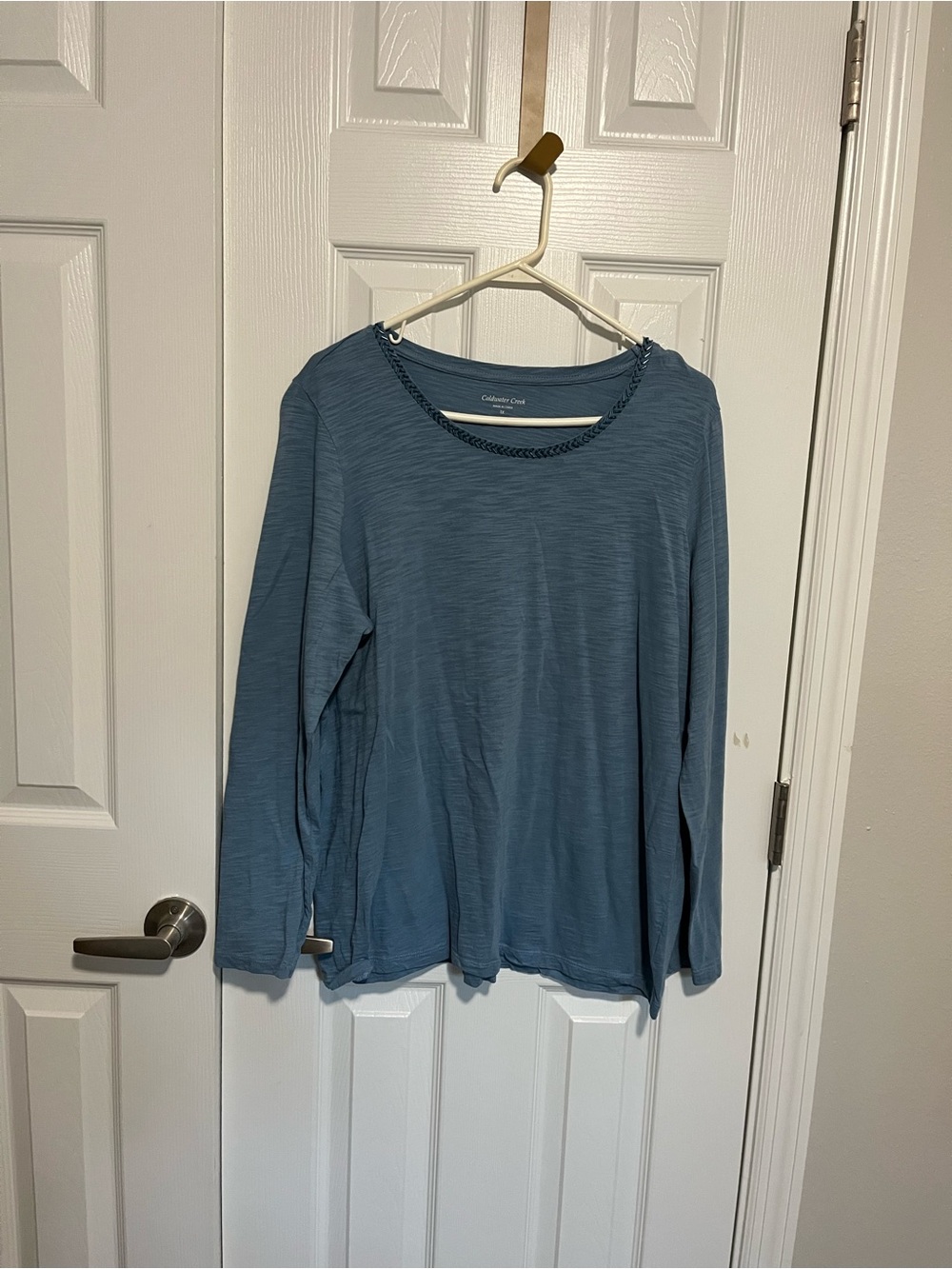 Coldwater Creek Slate Blue Long Sleeve Scoop Neck Top